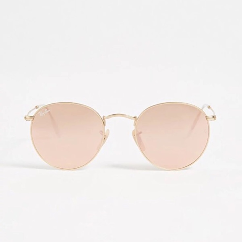 Pink tinted rayban sunglasses